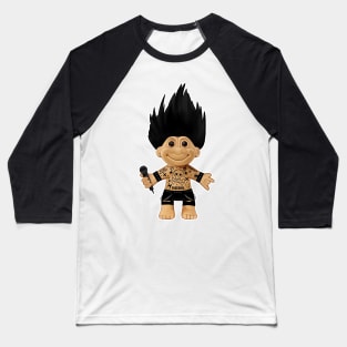 Punk rocker troll with black hair Iroquois and microphone Baseball T-Shirt